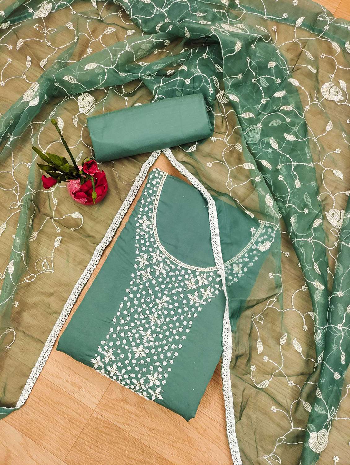 women embroidered unstitched suit set - 21971812 -  Standard Image - 1