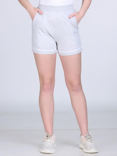 women grey solid mid rise sports shorts - 21971836 -  Standard Image - 0
