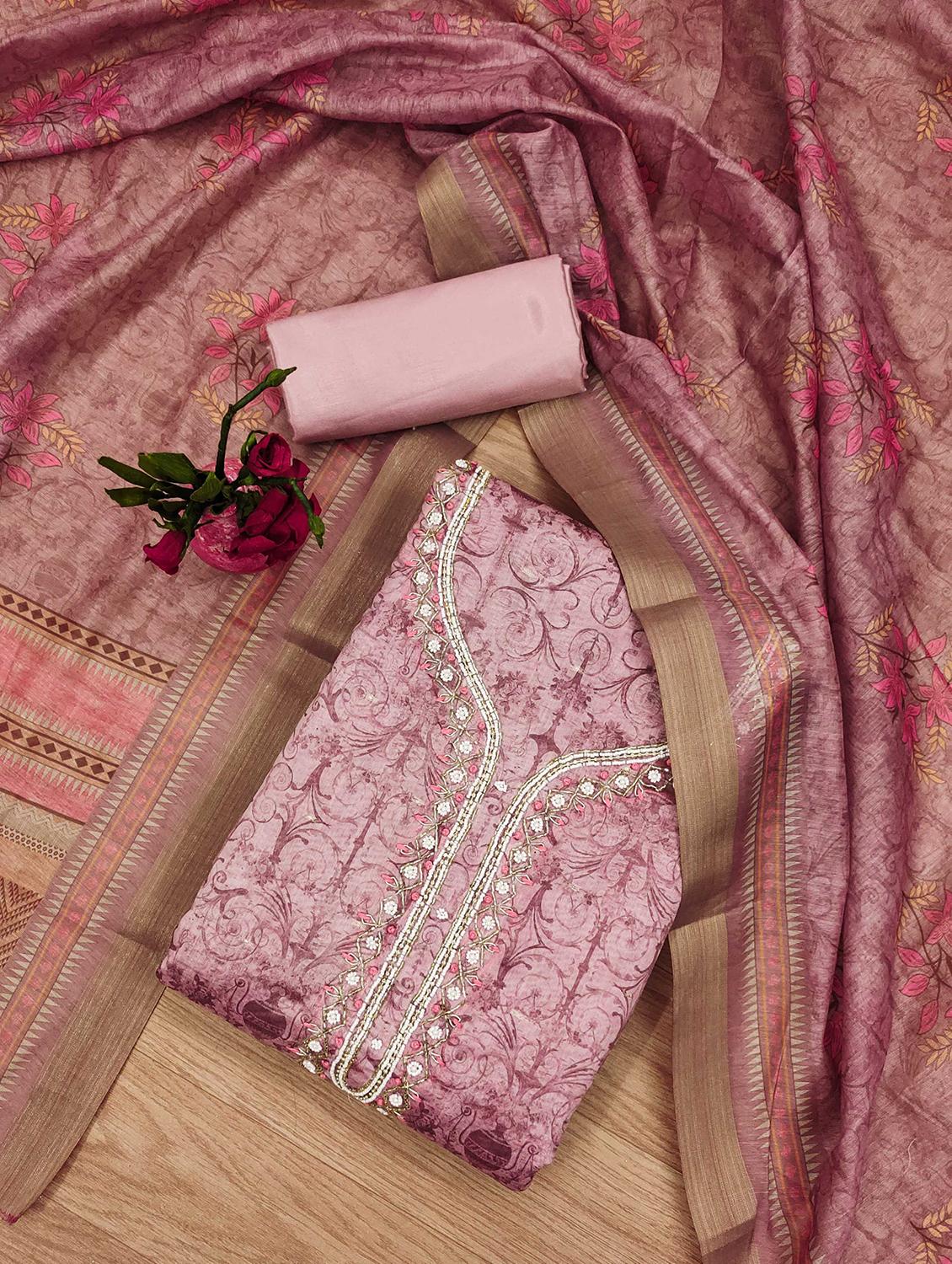 women embroidered unstitched suit set - 21971855 - Standard Image - 1