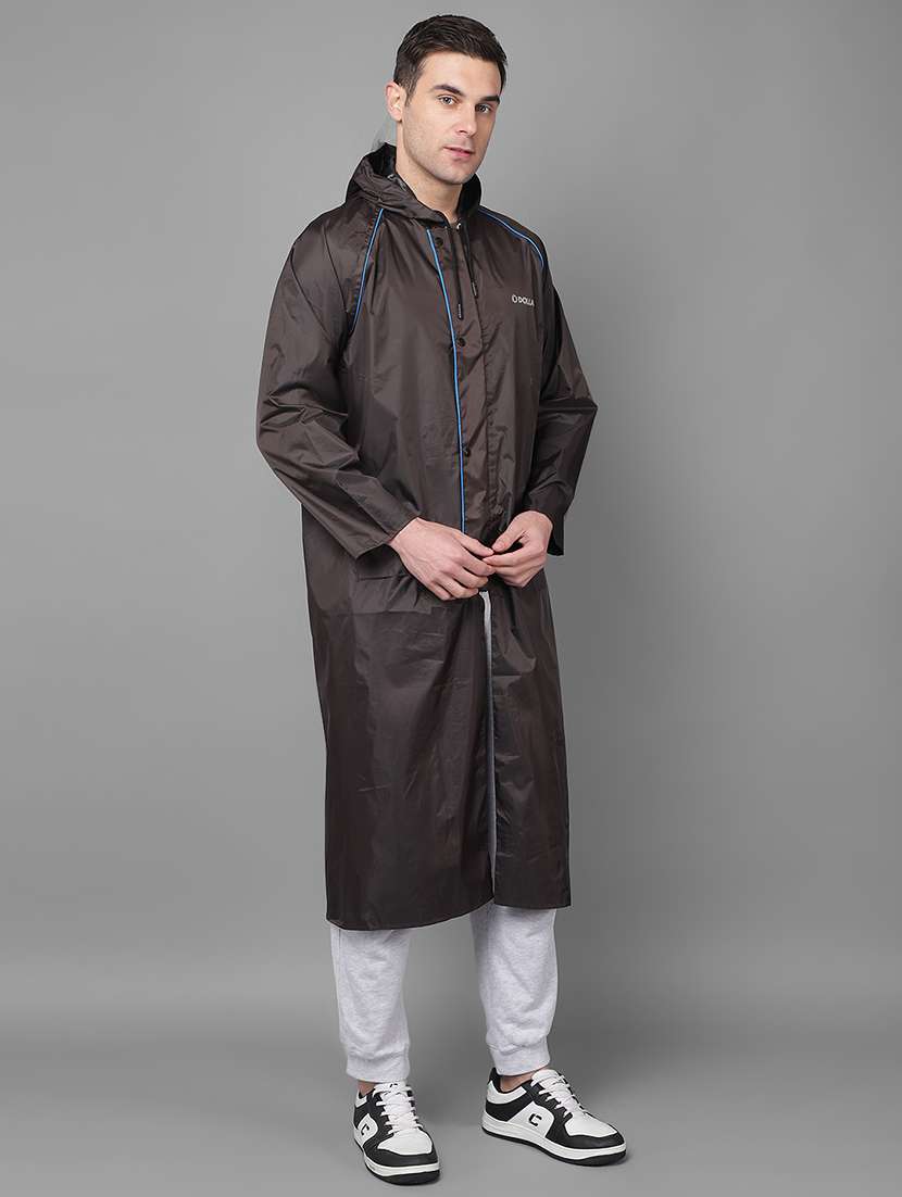 men solid long sleeve hooded rain coat - 21971908 -  Standard Image - 1