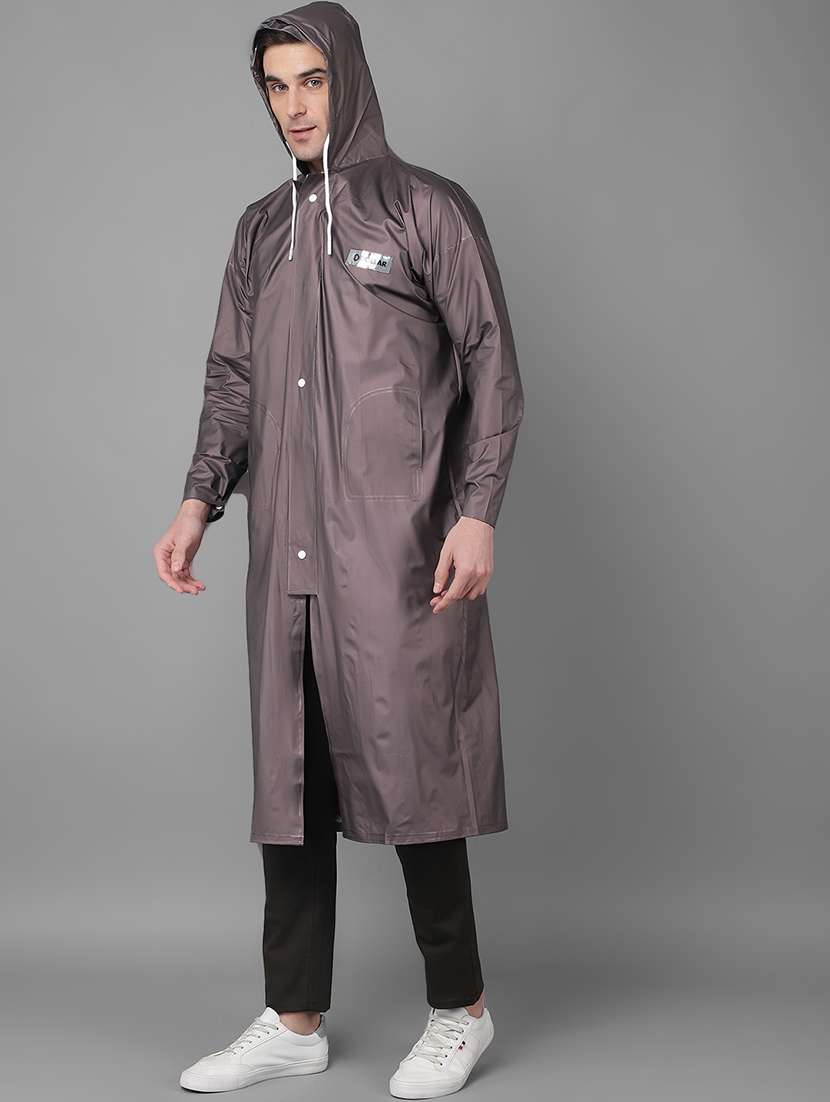 men solid long sleeve hooded rain coat - 21971916 -  Standard Image - 1