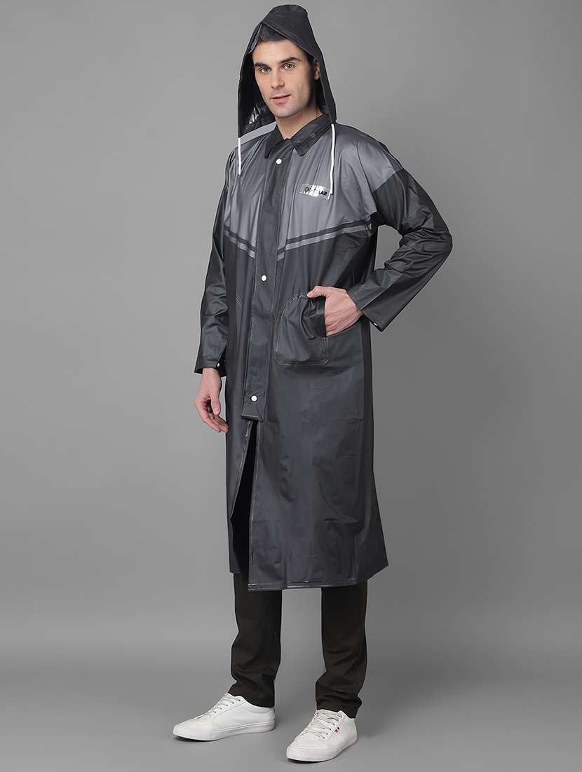 men color blocked hooded long sleeve rain coat - 21971917 -  Standard Image - 1