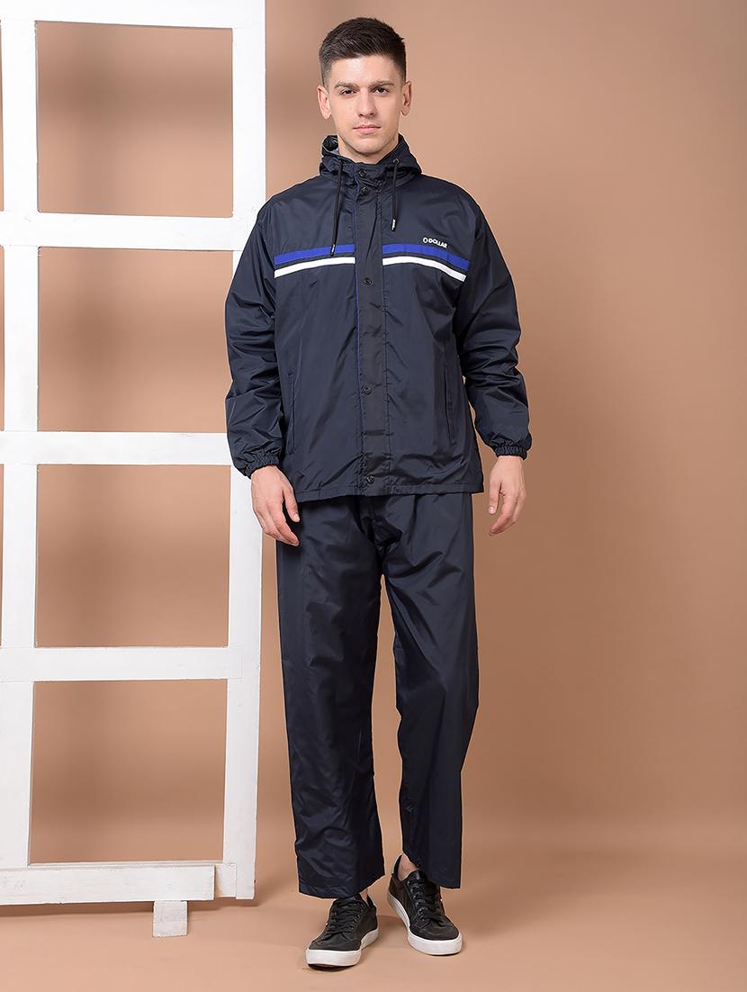 men striped long sleeve reversible rain suit set 
