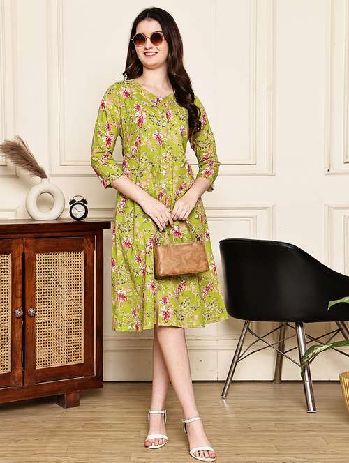 green cotton aline dress - 21972164 -  Standard Image - 0