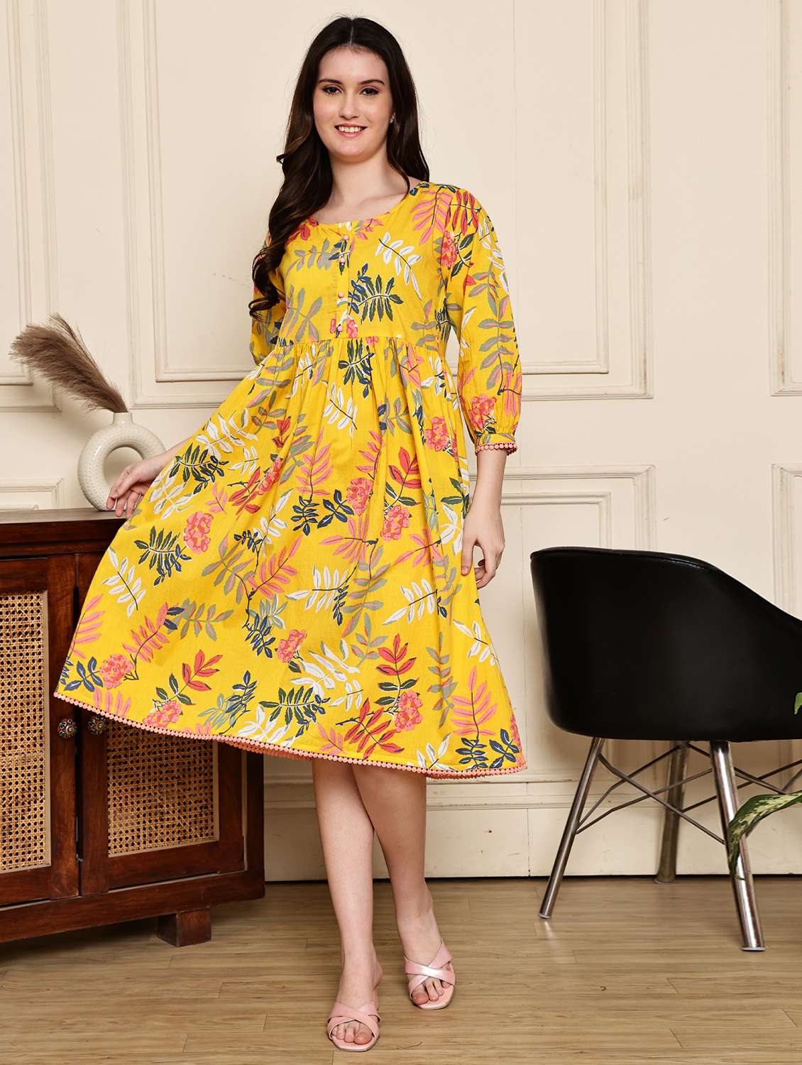 yellow cotton aline dress - 21972167 -  Standard Image - 1