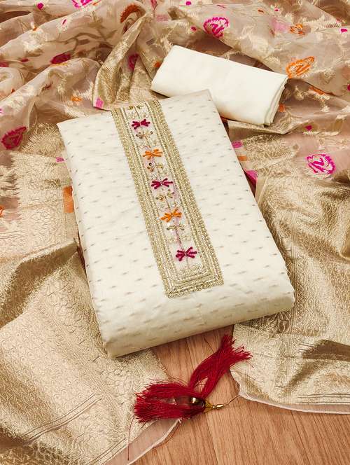 women embroidered unstitched suit set