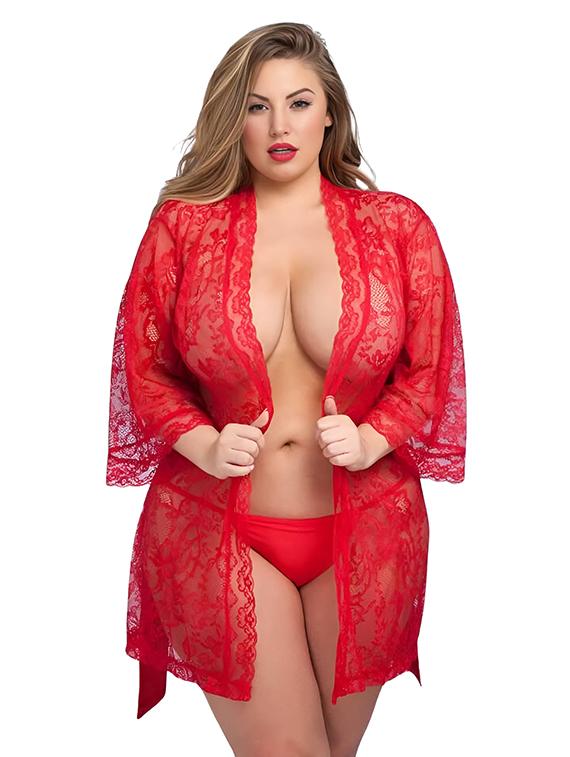 women plus size red lace babydoll - 21972173 - Standard Image - 1