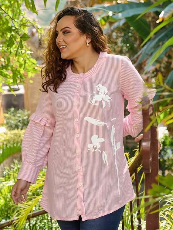 women striped long sleeve regular shirt - 21972182 - Standard Image - 1