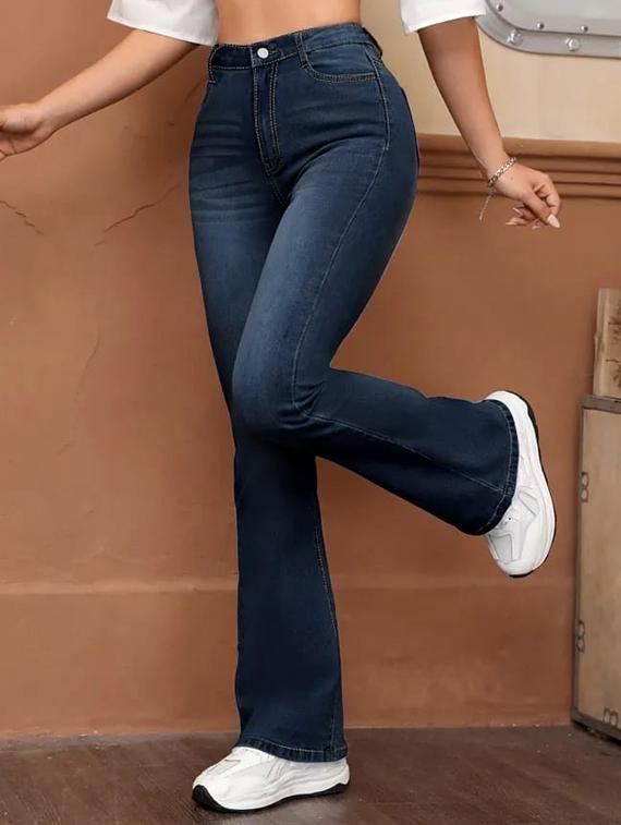 women solid high rise bootcut jeans - 21972268 -  Standard Image - 1