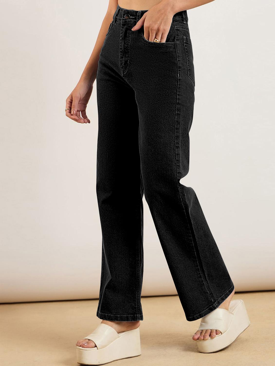 women solid high rise straight fit jean - 21972269 -  Standard Image - 1