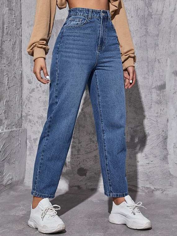 women solid high rise mom fit jean - 21972272 -  Standard Image - 1