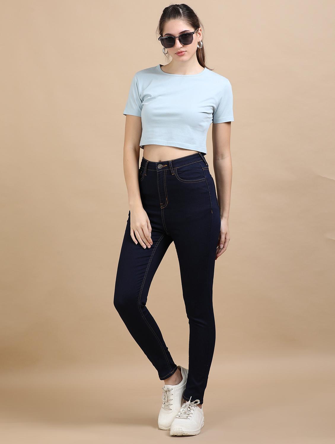 women solid high rise skinny fit jean - 21972275 - Standard Image - 4