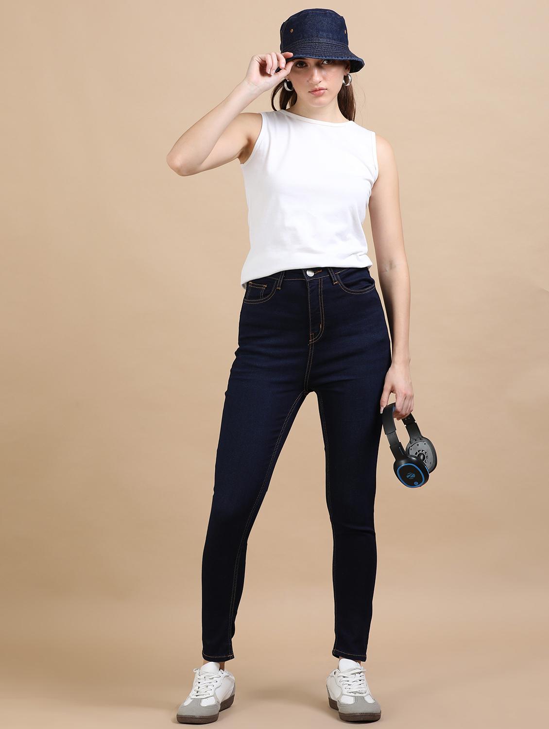 women solid high rise slim fit jean - 21972276 - Standard Image - 4