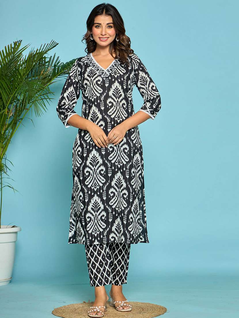 women three quarter sleeve kurta pant with dupatta set - 21972297 -  Standard Image - 4