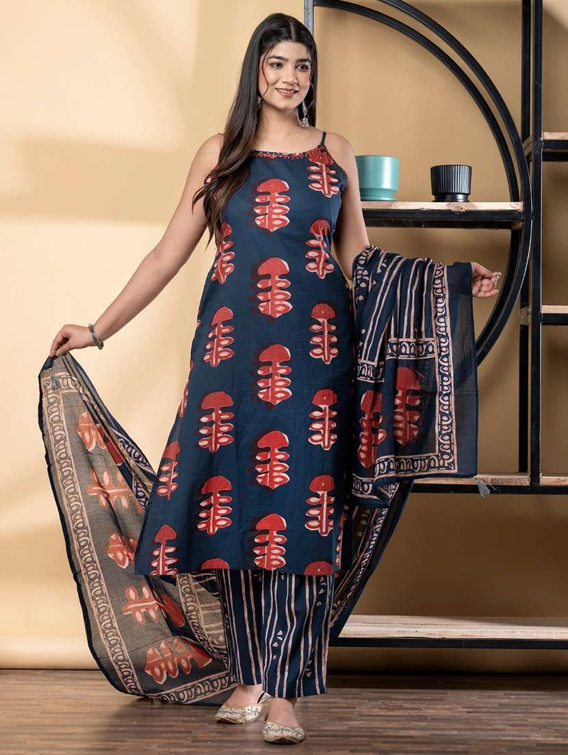women printed sleeveless kurta pant with dupatta set - 21972310 -  Standard Image - 1
