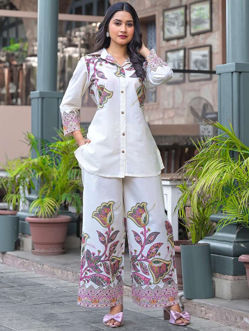 women floral printed long sleeve ethnic co-ord set - 21972334 - Standard Image - 1