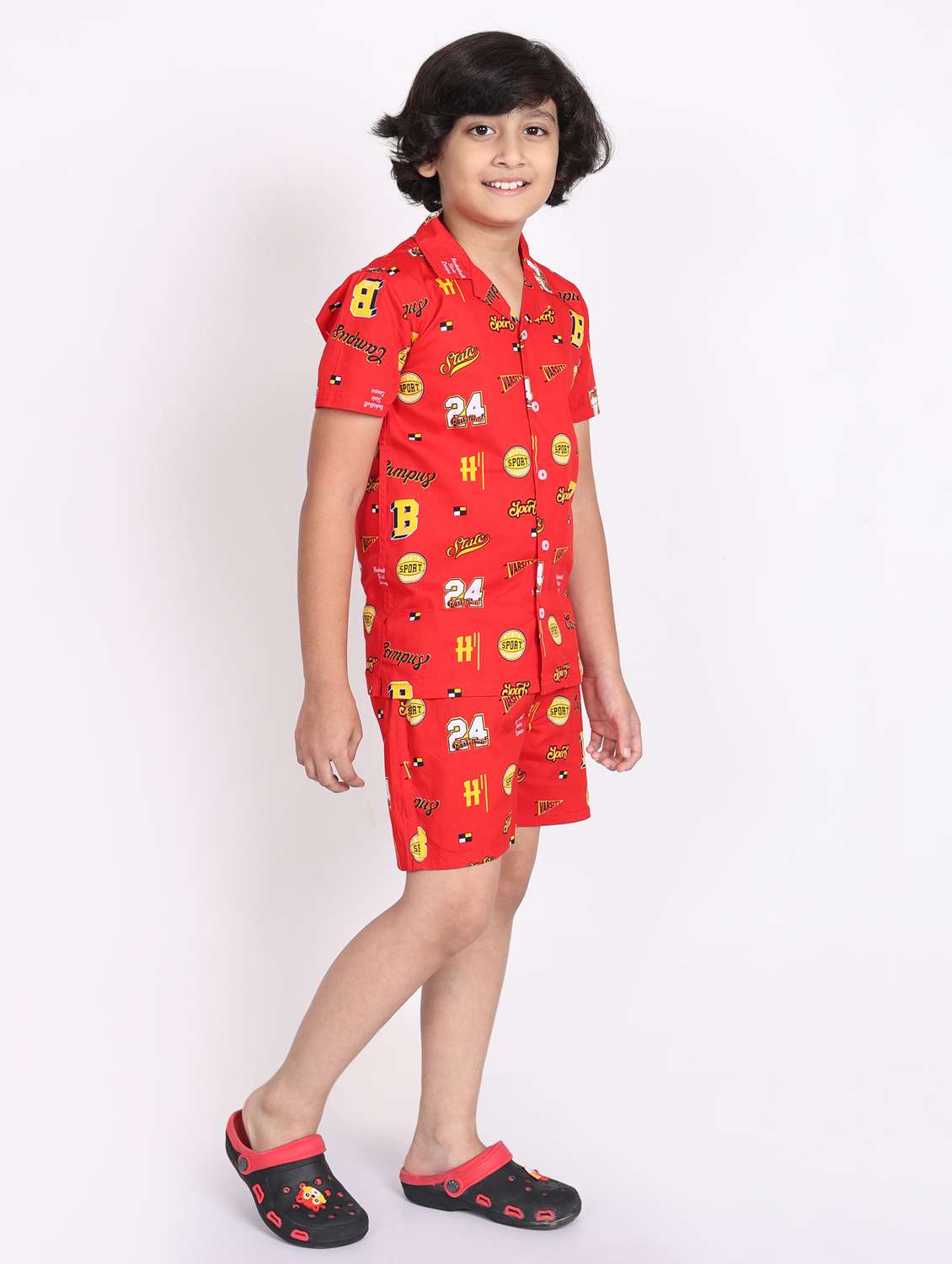 multi colored cotton shorts set coords - 21972340 -  Standard Image - 1