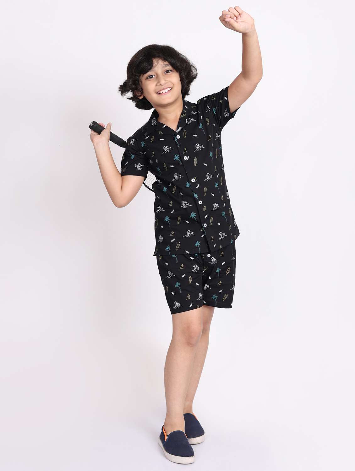 multi colored cotton shorts set coords - 21972342 - Standard Image - 4