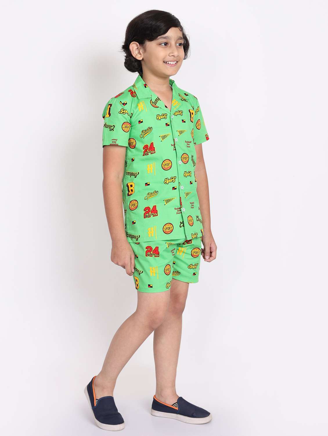 multi colored cotton shorts set coords - 21972346 -  Standard Image - 1