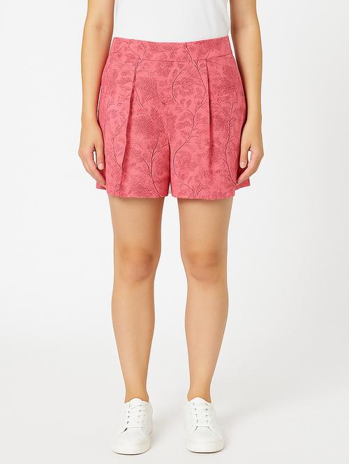 regular fit pink printed casual shorts - 21972349 -  Standard Image - 0