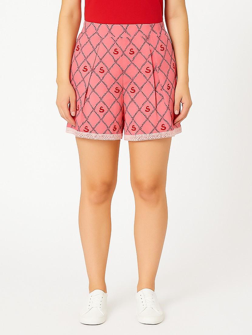 red cotton regular shorts - 21972359 - Zoom Image - 0