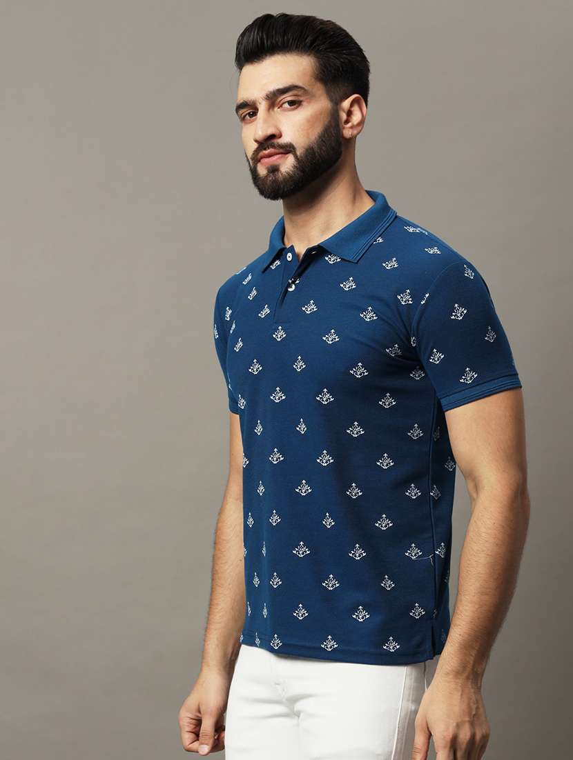 men printed short sleeve regular fit polo t-shirt - 21972391 -  Standard Image - 1