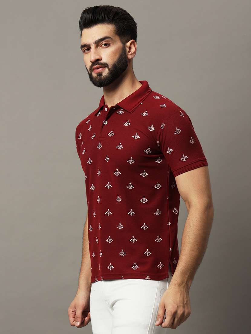 men printed short sleeve regular fit polo t-shirt - 21972393 -  Standard Image - 1