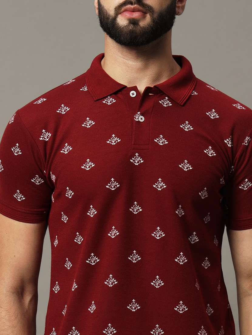 men printed short sleeve regular fit polo t-shirt - 21972393 -  Standard Image - 4