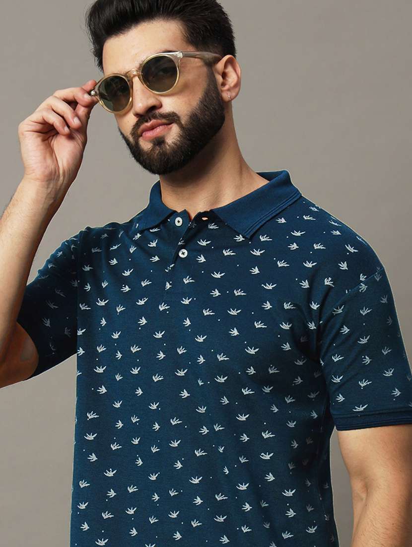 men printed short sleeve regular fit polo t-shirt