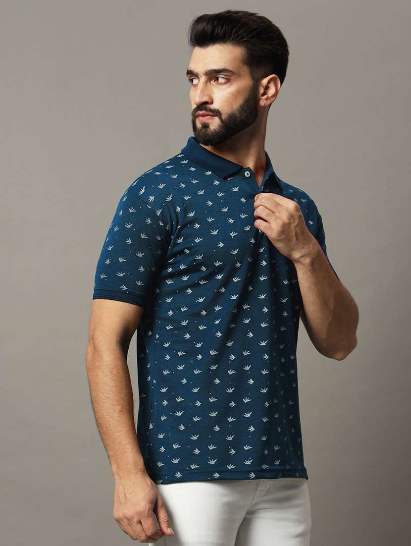 men printed short sleeve regular fit polo t-shirt - 21972395 -  Standard Image - 1