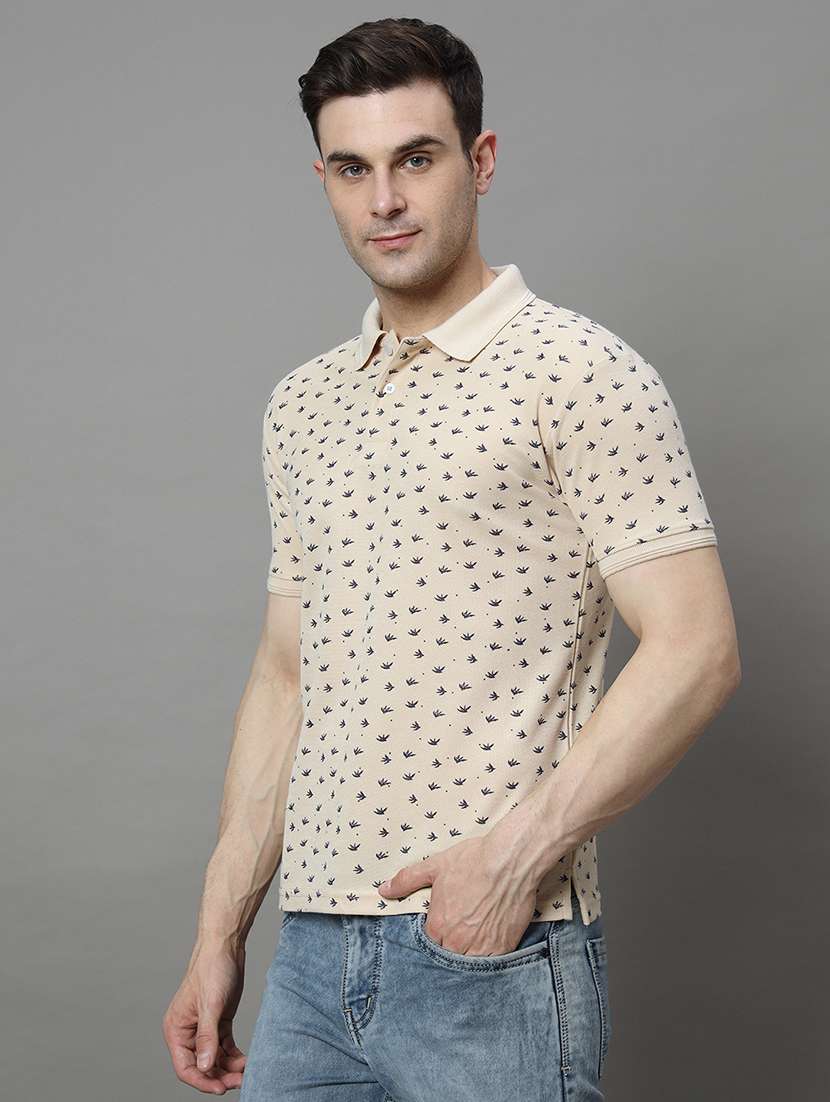 men printed short sleeve regular fit polo t-shirt - 21972396 -  Standard Image - 1
