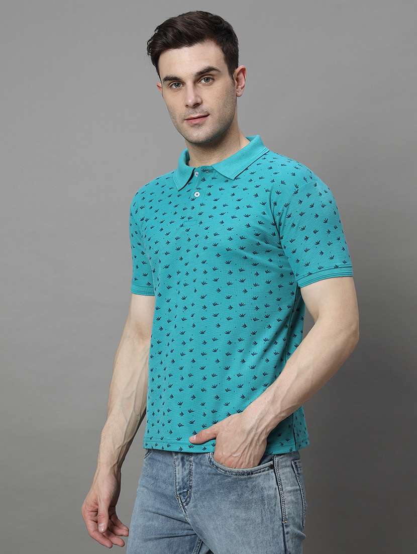 men printed short sleeve regular fit polo t-shirt - 21972399 -  Standard Image - 1