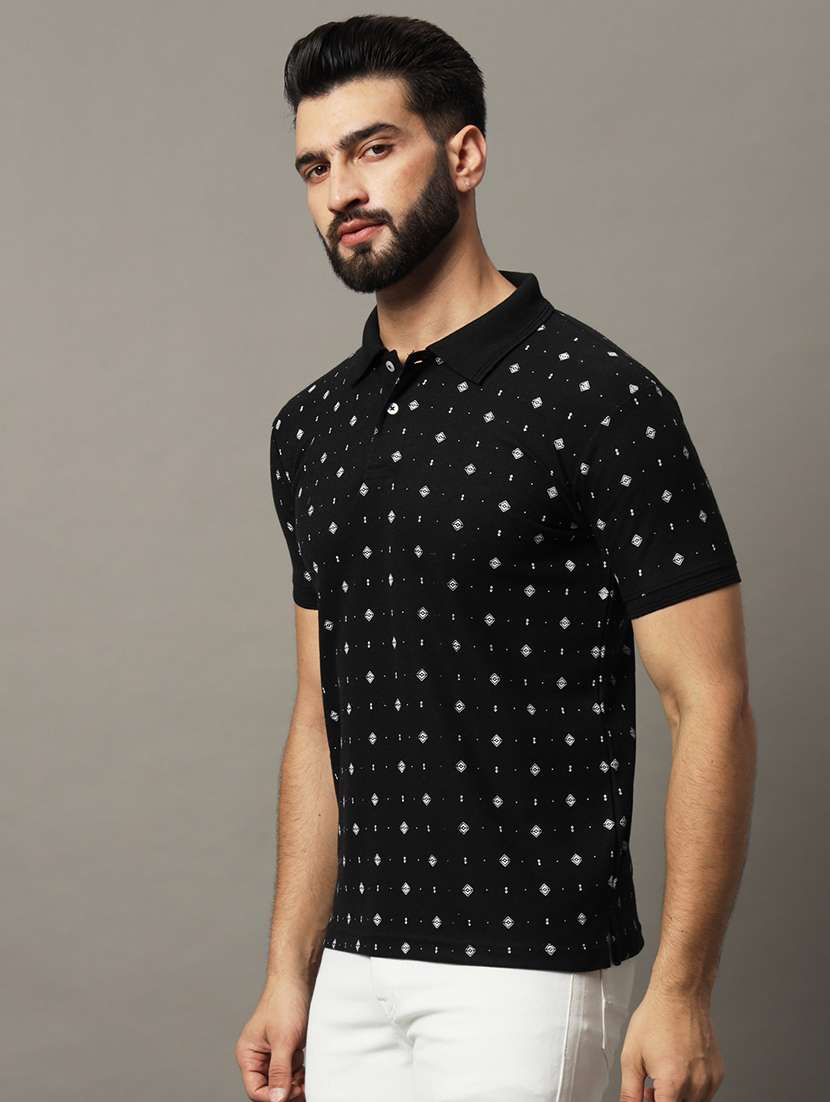 men printed short sleeve regular fit polo t-shirt - 21972400 -  Standard Image - 1