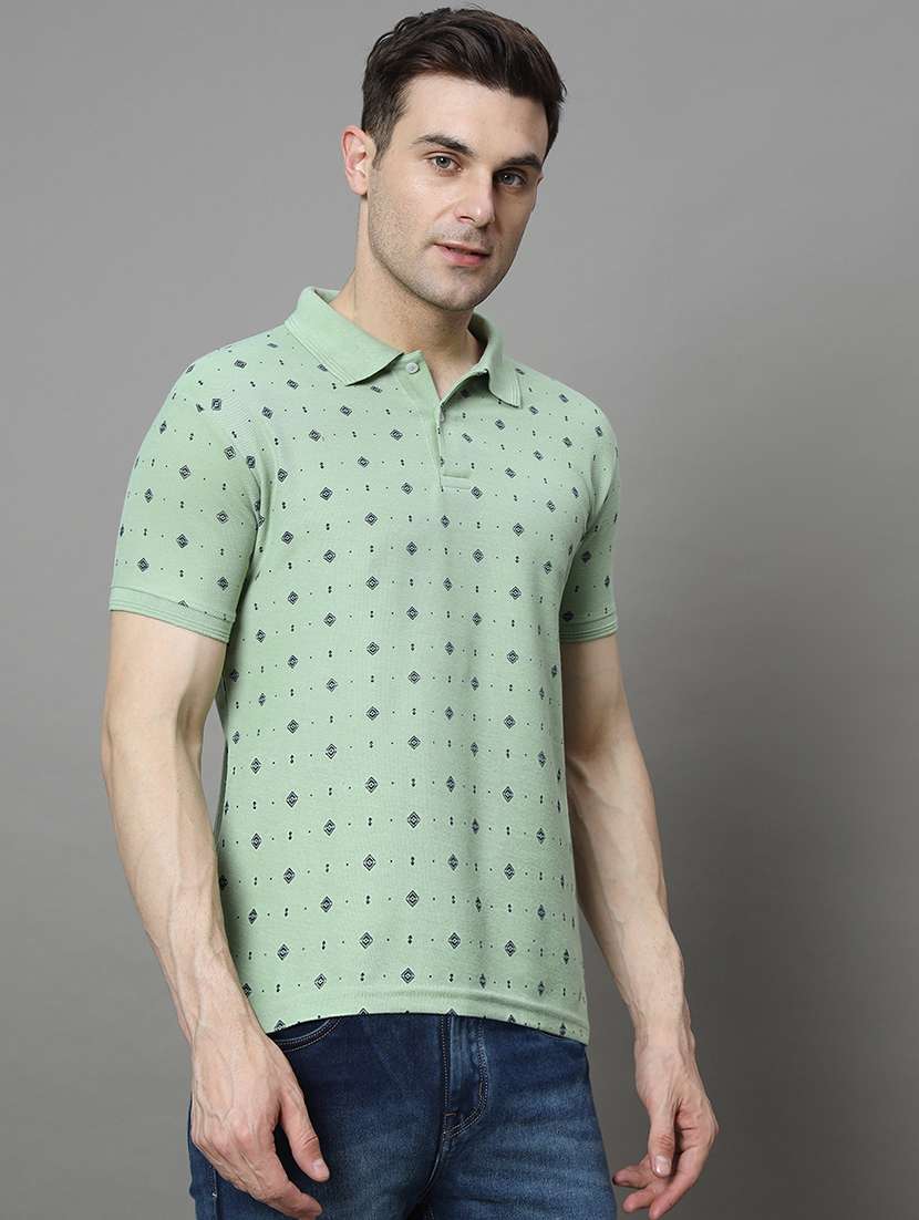 men printed short sleeve regular fit polo t-shirt - 21972402 -  Standard Image - 1
