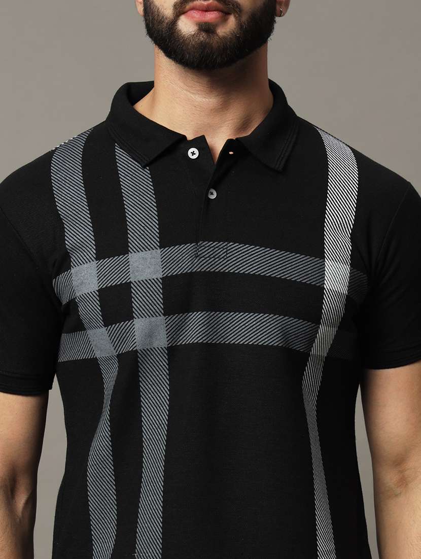 men checkered short sleeve regular fit polo t-shirt - 21972428 -  Standard Image - 4