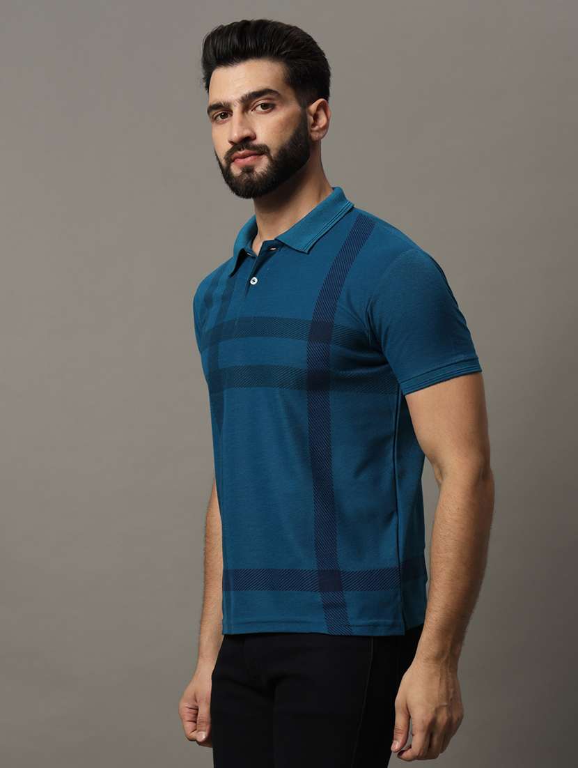 men checkered short sleeve regular fit polo t-shirt - 21972431 -  Standard Image - 1