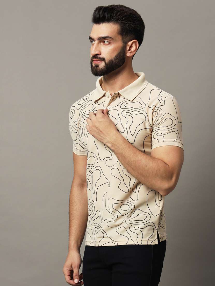 men printed short sleeve regular fit polo t-shirt - 21972432 -  Standard Image - 1