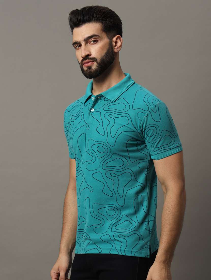 men printed short sleeve regular fit polo t-shirt - 21972435 -  Standard Image - 1