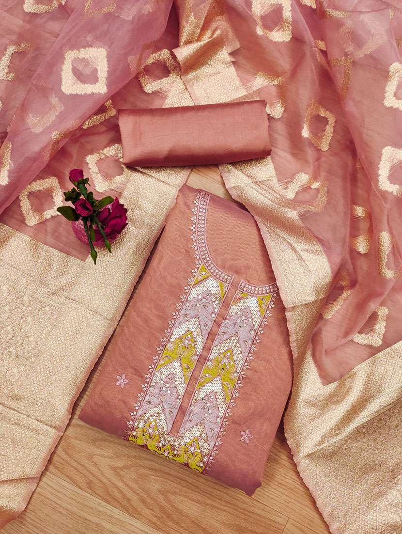 women solid with work embroidered unstitched suit set - 21972466 -  Standard Image - 1