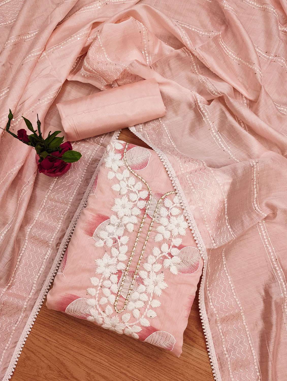 women printed embroidered unstitched suit set - 21972476 -  Standard Image - 1