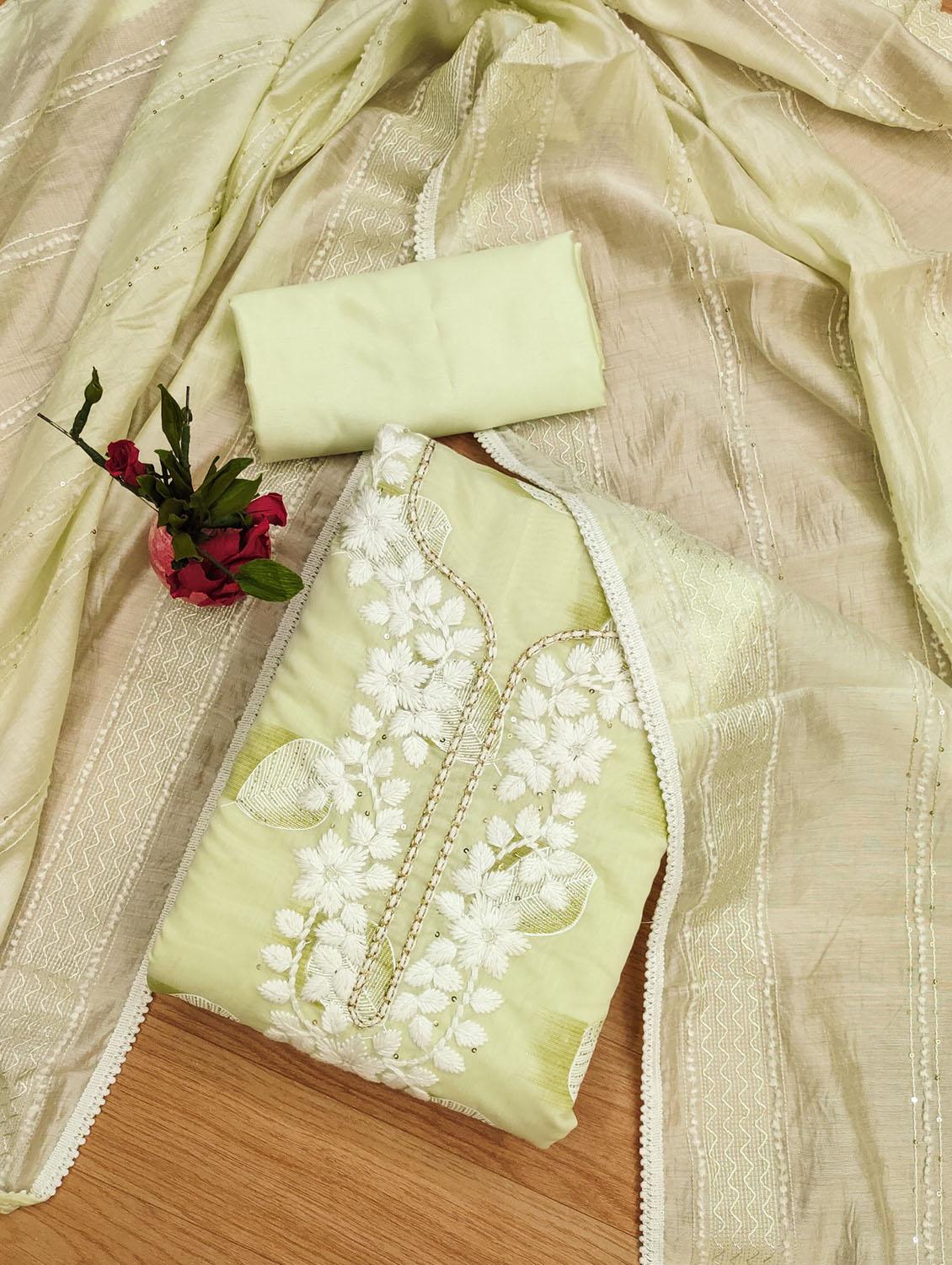 women printed embroidered unstitched suit set - 21972477 - Standard Image - 1
