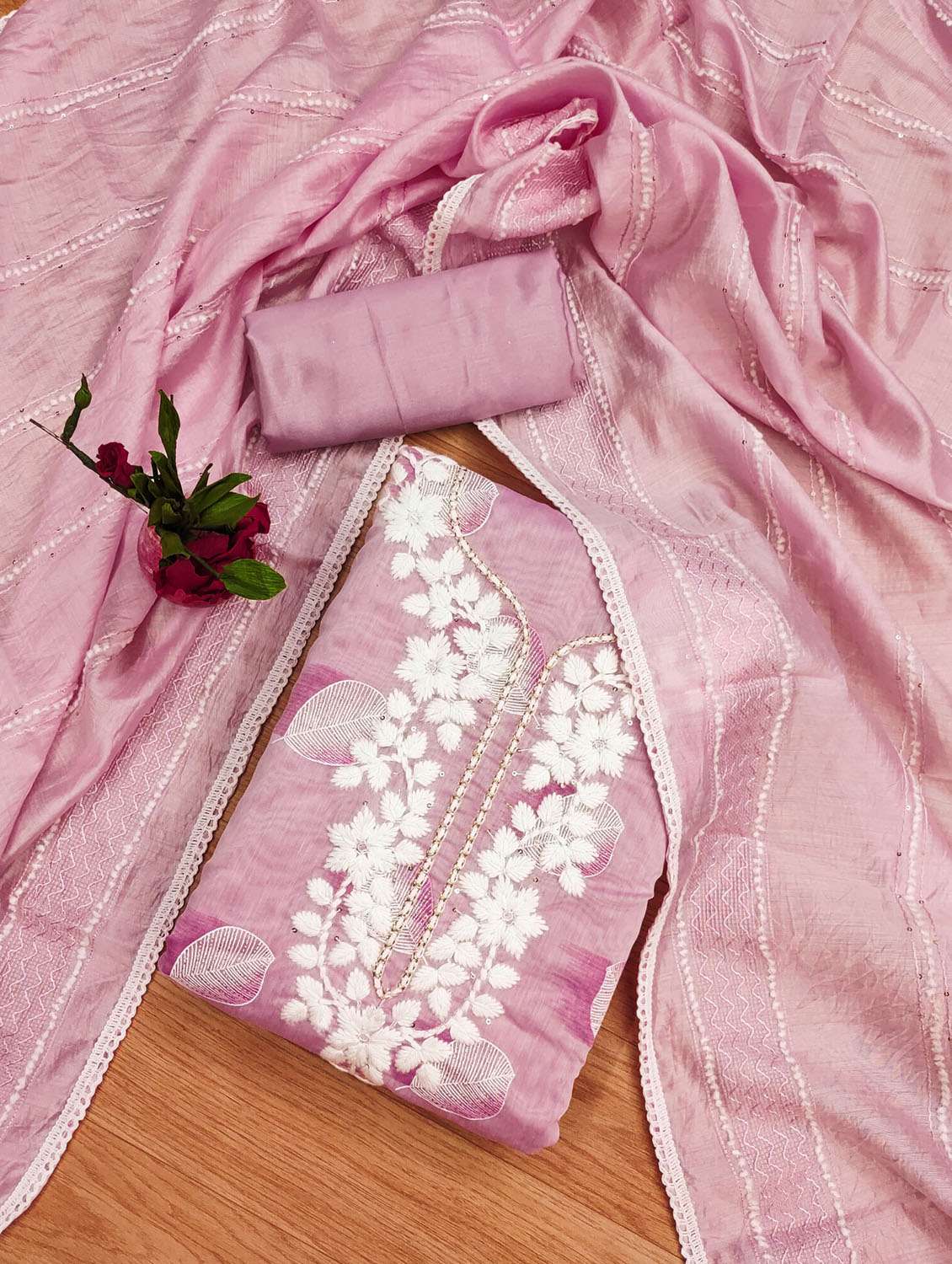 women printed embroidered unstitched suit set - 21972479 -  Standard Image - 1