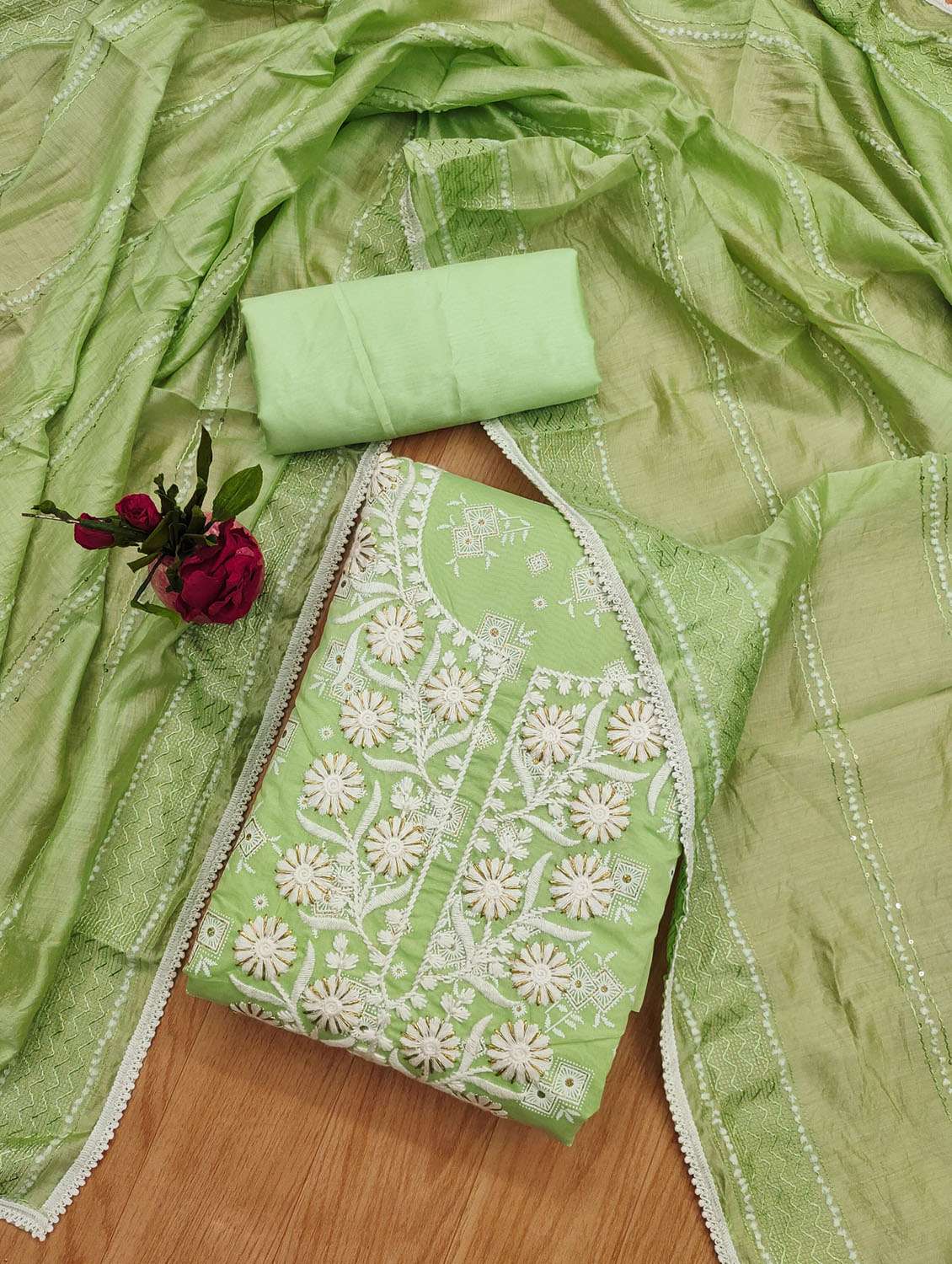 women solid with work embroidered unstitched suit set - 21972483 -  Standard Image - 1