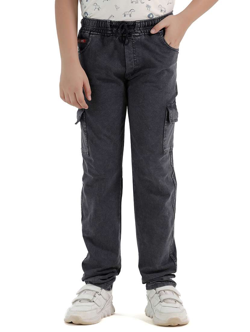 boys solid mid rise denim cargo - 21972495 -  Standard Image - 1