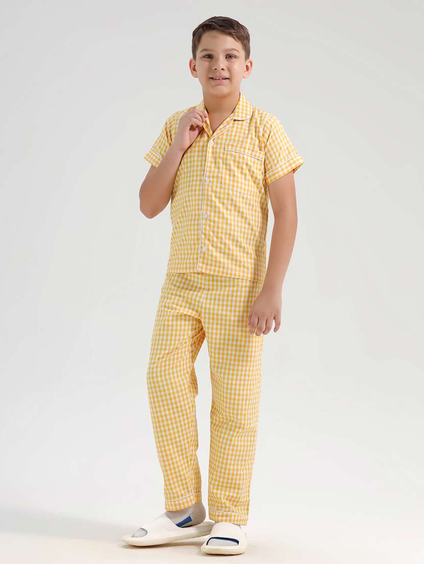 boys checkered short sleeve pyjama set nightwear - 21972511 -  Standard Image - 1