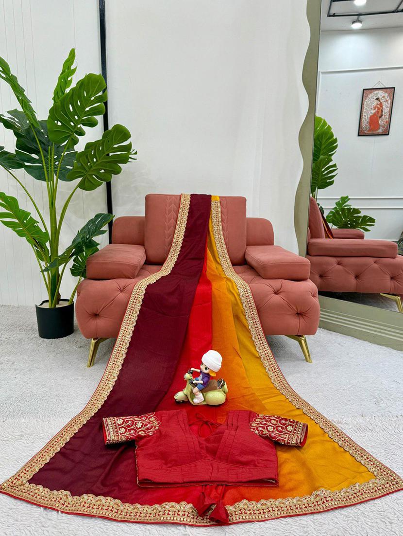 women ombre bordered saree with blouse - 21972517 - Standard Image - 6