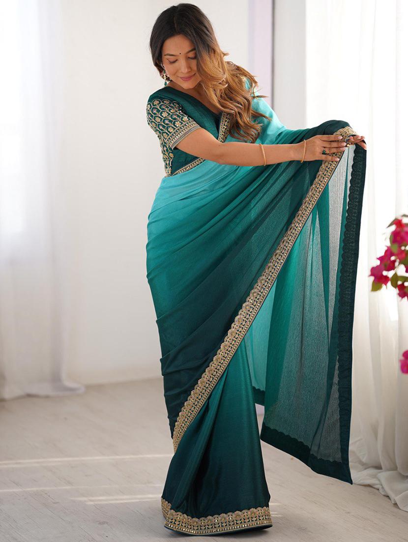 women ombre bordered saree with blouse - 21972518 - Standard Image - 1