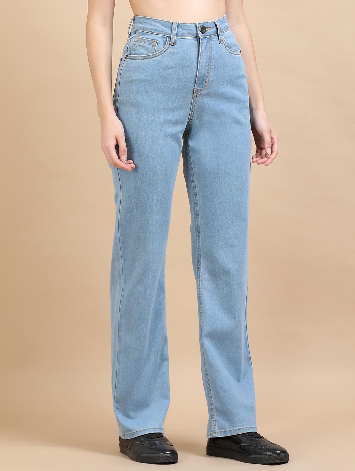 women solid high rise straight fit jean - 21972528 - Standard Image - 1