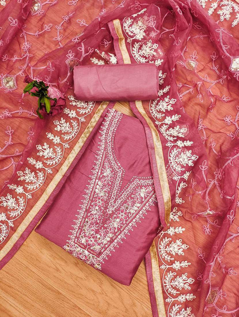 women solid with work embroidered unstitched suit set - 21972617 -  Standard Image - 1