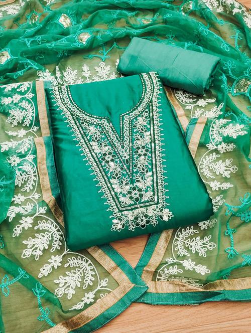 women solid with work embroidered unstitched suit set - 21972618 - Standard Image - 0